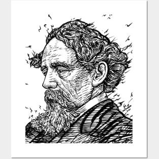 CHARLES DICKENS - ink portrait .2 Posters and Art